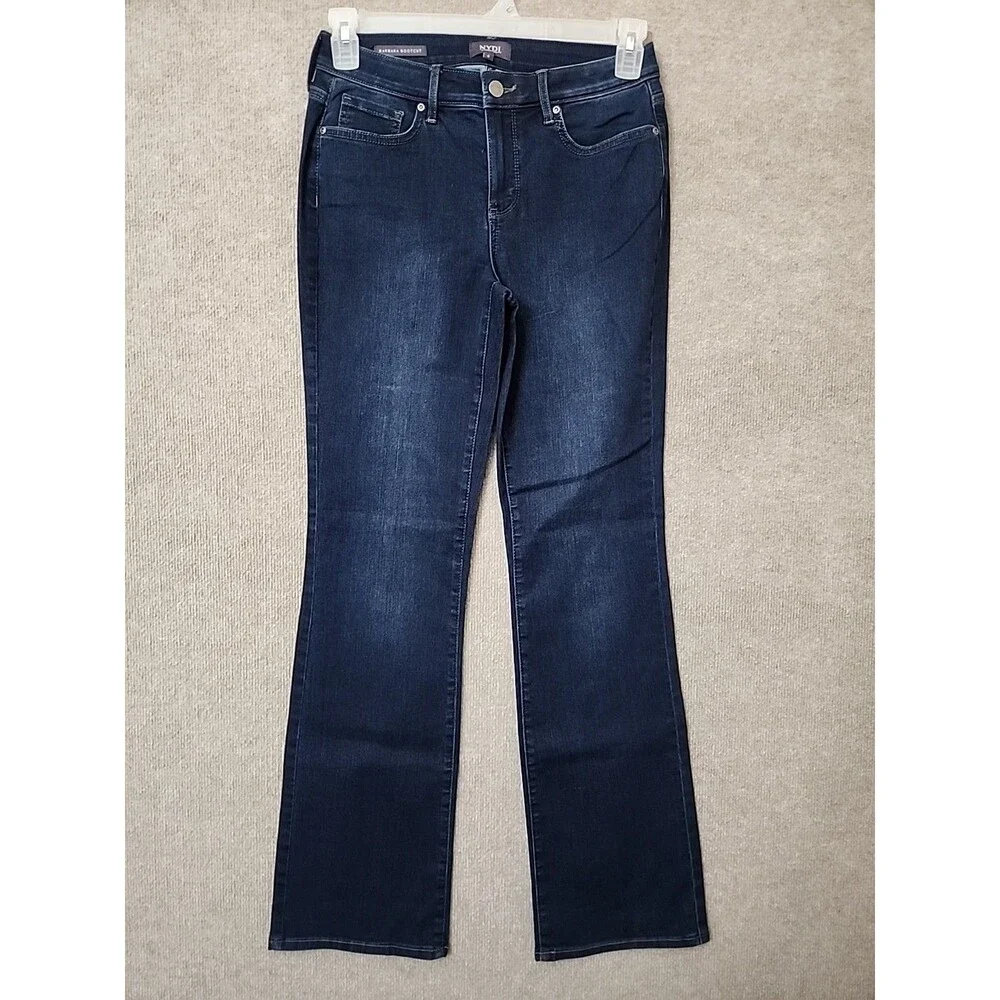 NYDJ Barbara Bootcut Jeans Womens 4 Blue Dark Wash  Lift Tuck Slimming Stretch